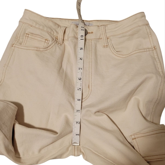 Flying Monkey Ecru - 90's Super High Rise Slim Wide Cargo Jeans F5451ECR Size 28 - Picture 6 of 11